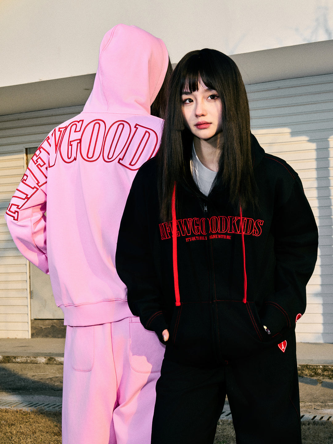 AFGK Big Logo Heart Embroidery Zipper Hoodie