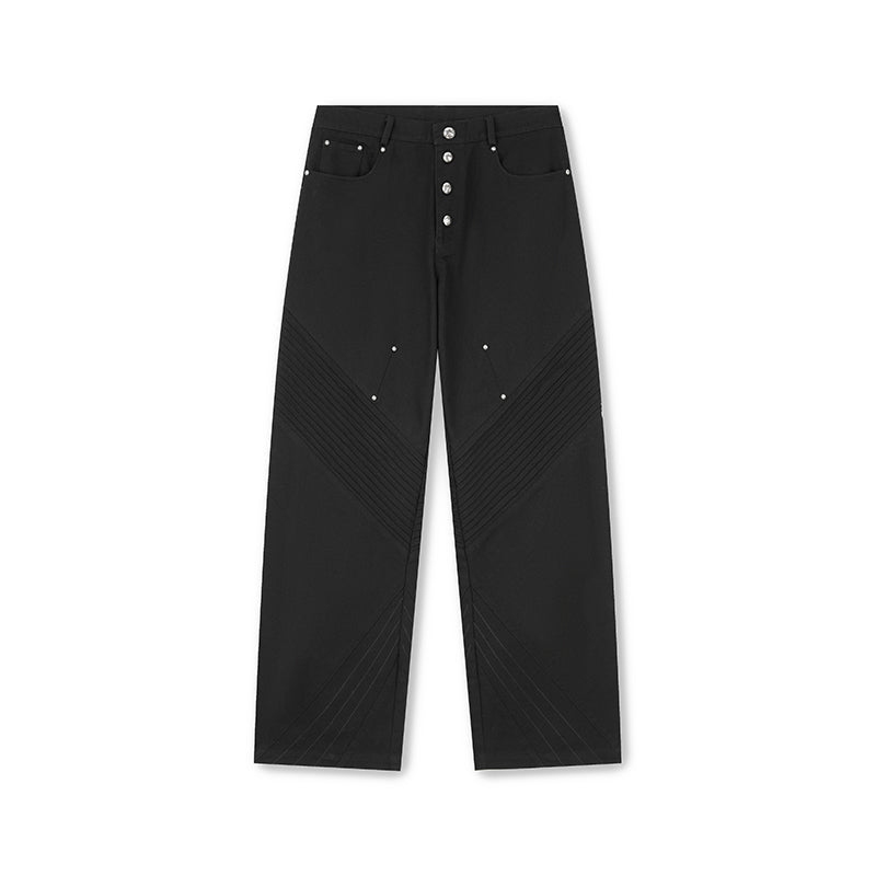 DICETINY Fake Darts Knees Patchwork Studs Pants | Face 3 Face