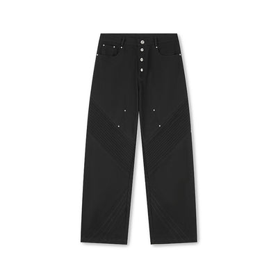 DICETINY Fake Darts Knees Patchwork Studs Pants | Face 3 Face