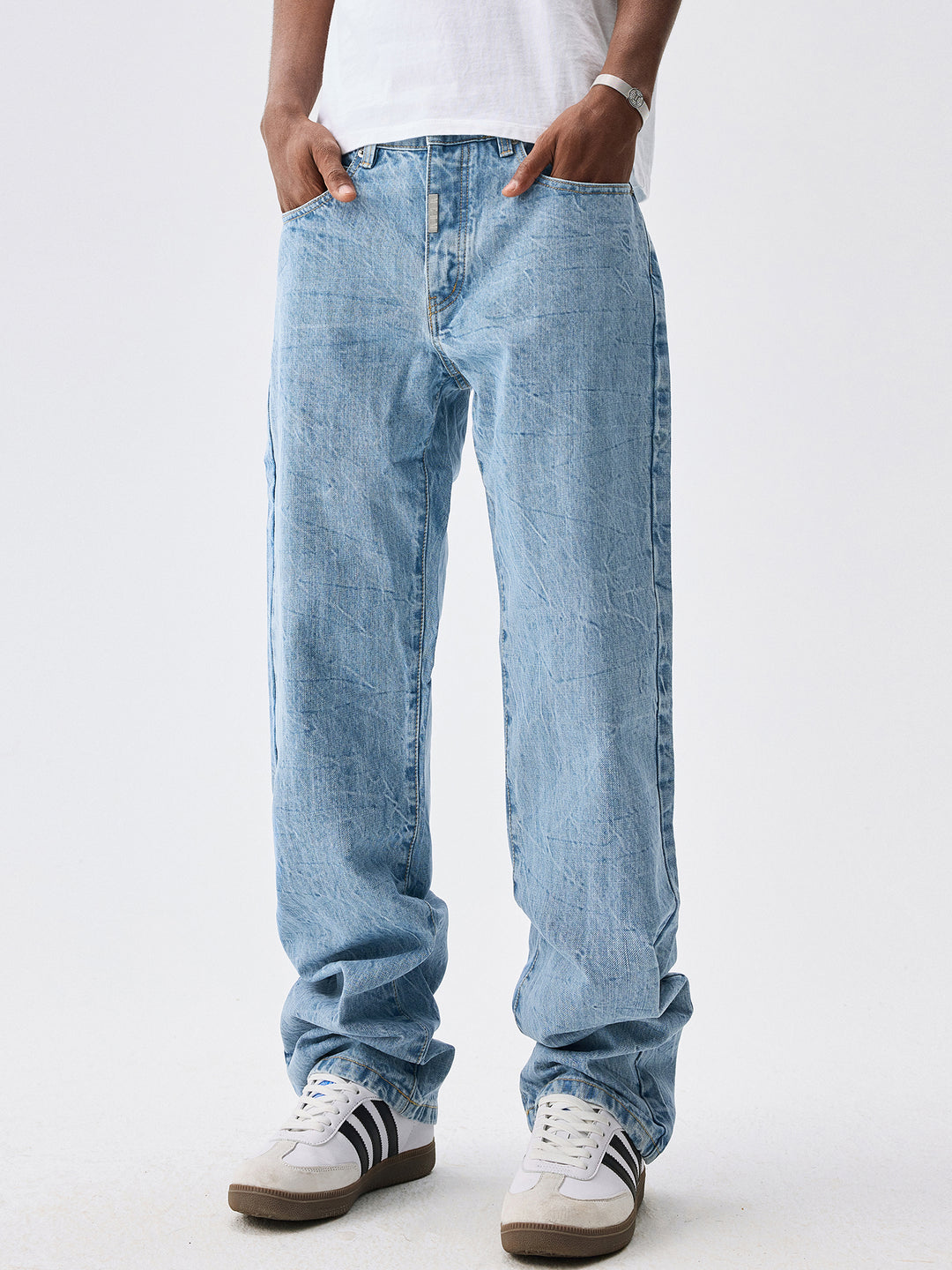 MEDM Flower Ripple Denim Jeans