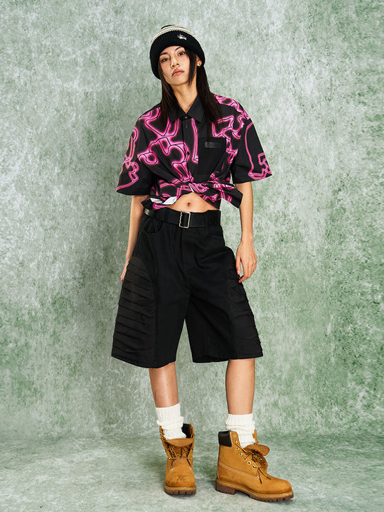 YADcrew Thousand Pleated Splicing Shorts