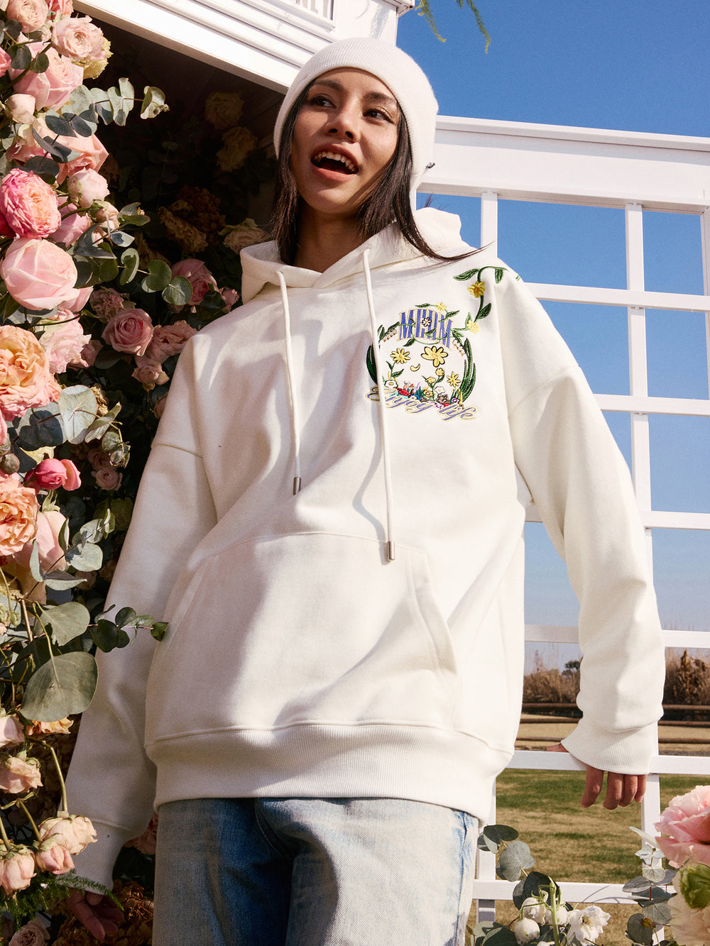 MEDM Embroidered Flowers Hoodie