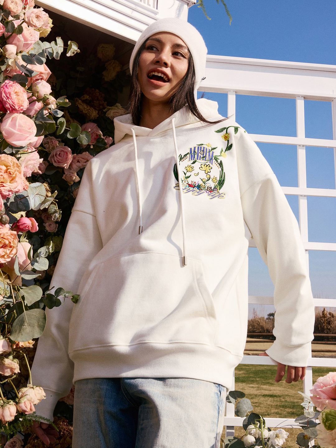 MEDM Embroidered Flowers Hoodie