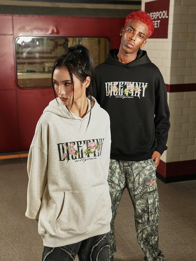 DICETINY Basic Logo Rose Floral Print Hoodie | Face 3 Face