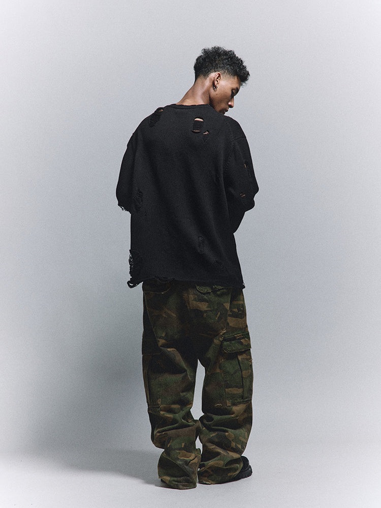 ANTIDOTE Hole Breaking Badge Printed Knit Sweater | Face 3 Face