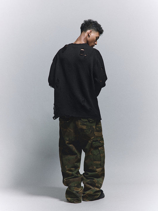 ANTIDOTE Hole Breaking Badge Printed Knit Sweater | Face 3 Face