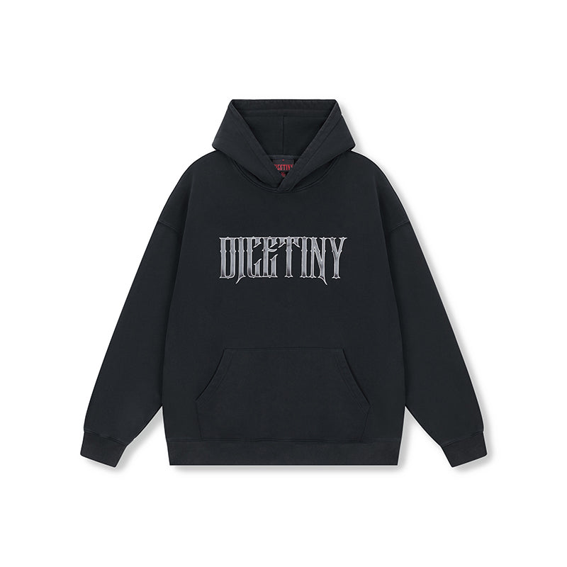 DICETINY Metal Font Logo Washed Hoodie | Face 3 Face