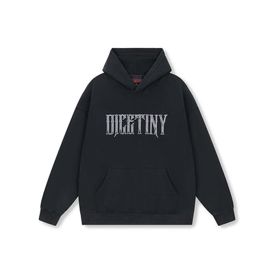 DICETINY Metal Font Logo Washed Hoodie | Face 3 Face