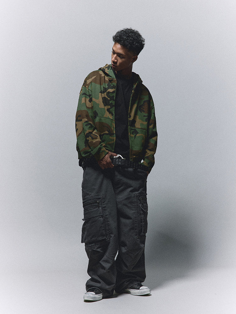 ANTIDOTE Camouflage Printed Zip Up Hoodie | Face 3 Face