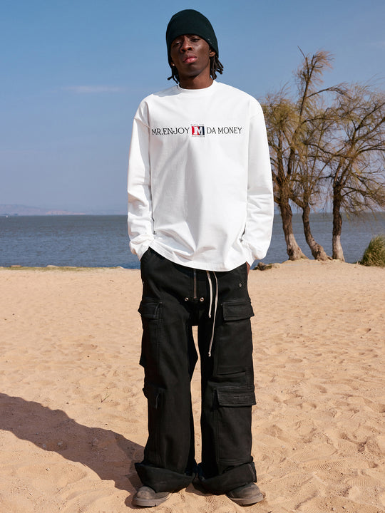 MEDM Flag Label Embroidery Long Sleeved Tee