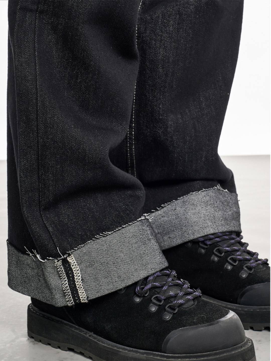 F3F Select Frayed Hem Cuffed Black Jeans | Face 3 Face