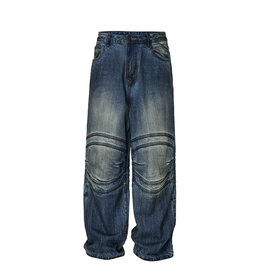 F2CE Vintage Washed Bone Pleated Baggy Jeans | Face 3 Face