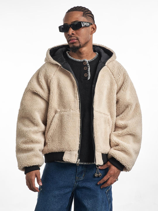 F3F Select Reversible Sherpa Fleece Hooded Jacket | Face 3 Face