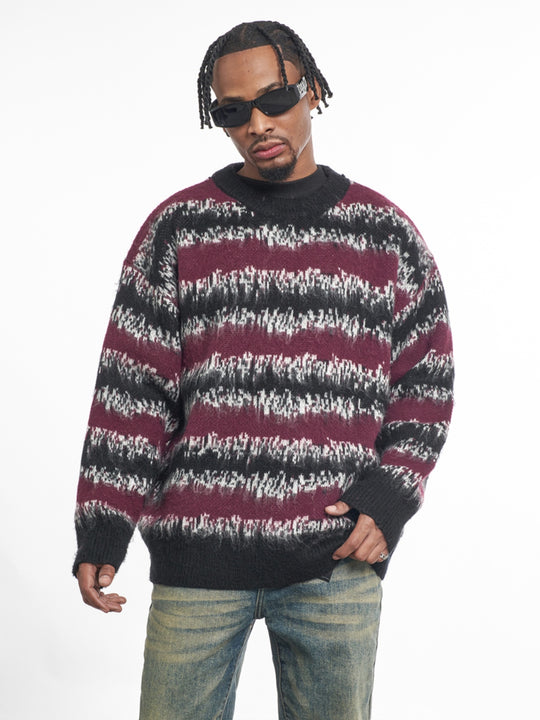 F3F Select Gradient Striped Fuzzy Knit Sweater | Face 3 Face