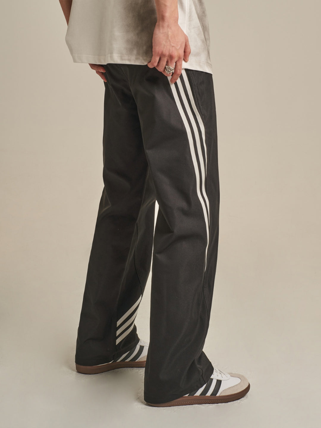 F3F Select Striped Wide Leg Black Pants