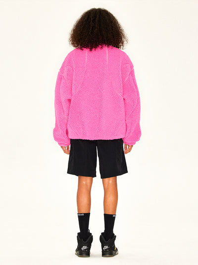 MHARF Rose Pink Zip Up Sherpa Fleece Jacket | Face 3 Face