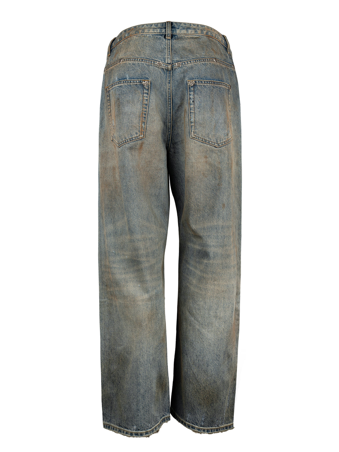 EVILKNIGHT(EK) Customized Rivets Dirty Wash Holes Denim Jeans