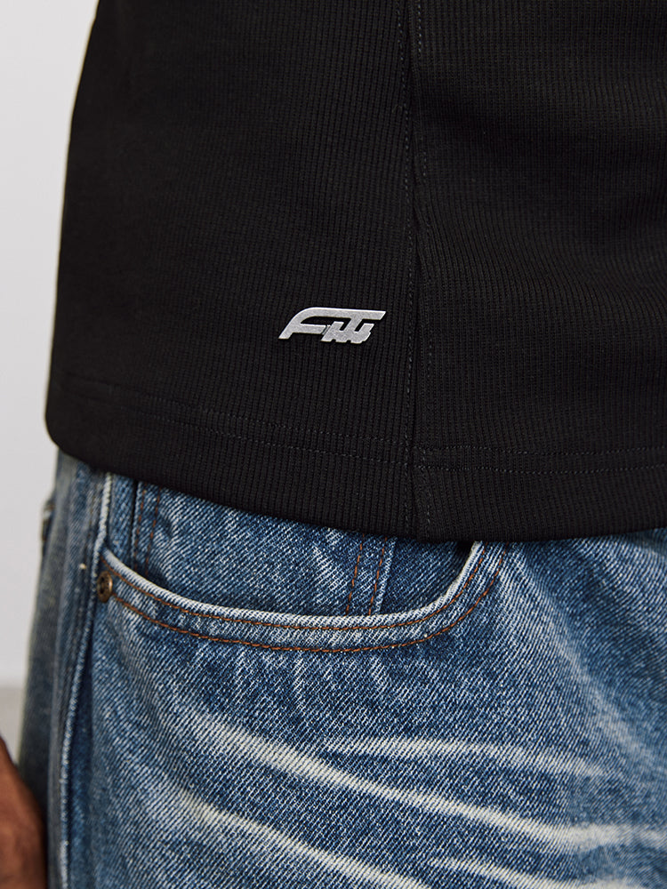 ANTIDOTE Pit Stripe Texture Slim Stretch Sleeveless Tee