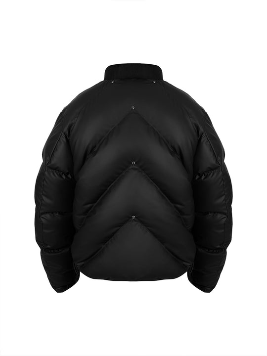 ANTIDOTE Slant Split Studs PU Leather Down Jacket | Face 3 Face