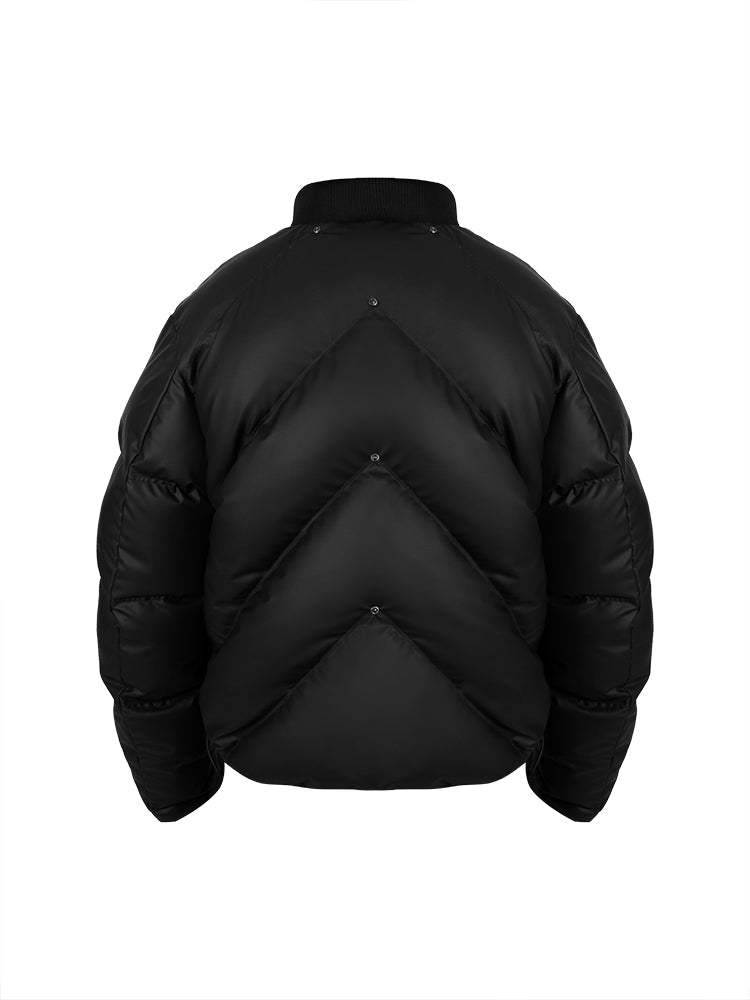 ANTIDOTE Slant Split Studs PU Leather Down Jacket | Face 3 Face