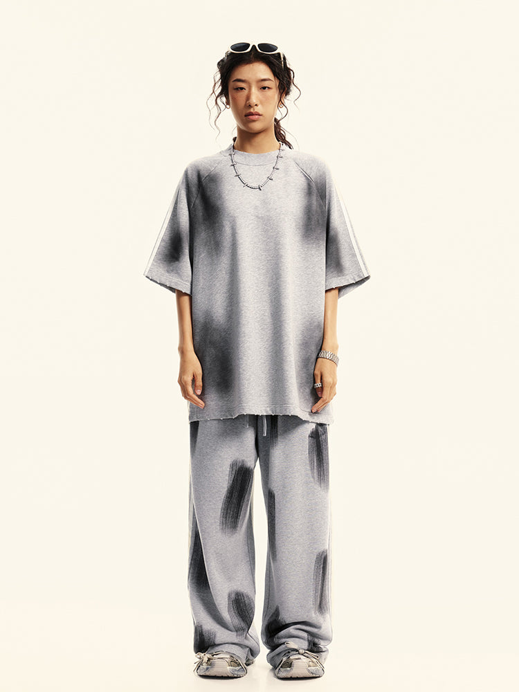 F3F Select Three Bars Spray Color Abrasion Wide Sweatpants