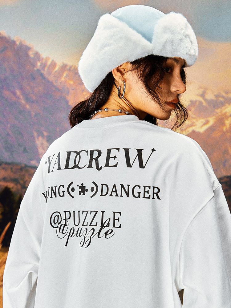 YADcrew Basic Printed Slogan Long Sleeve Tee | Face 3 Face