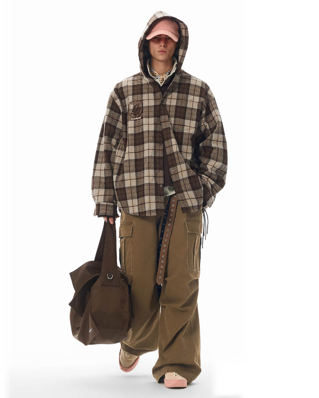 JHYQ Work Plaid Embroidery Hooded Shirt Jacket | Face 3 Face