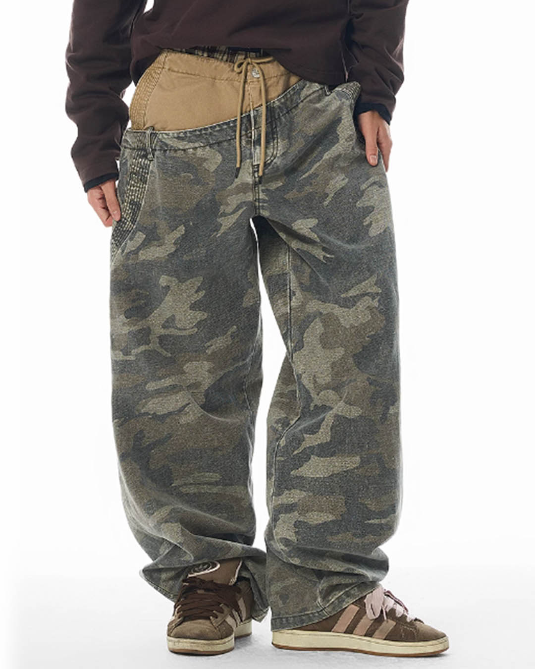 JHYQ 3D Pseudo Double Waist Camouflage Baggy Work Pants | Face 3 Face