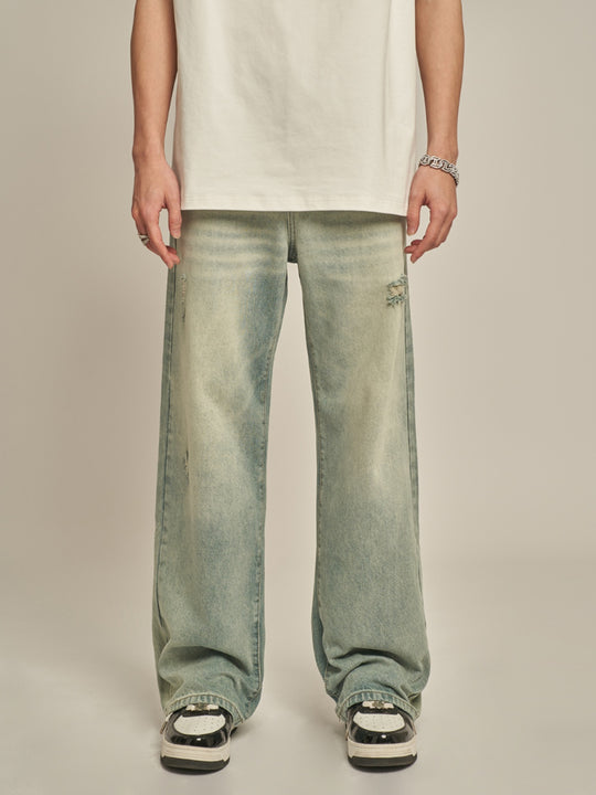 F3F Select Washed Simple Hole Jeans