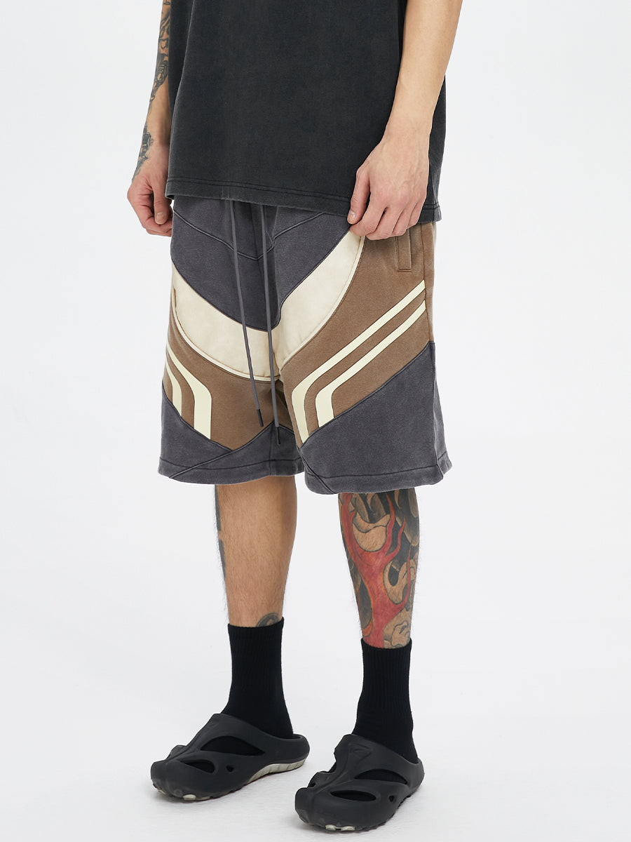 F2CE Distressed Stitching Contrast Sweat Shorts