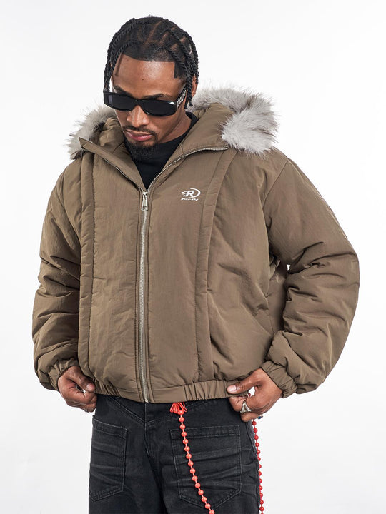 F3F Select Fur Hoodie Puffer Flight Jacket | Face 3 Face