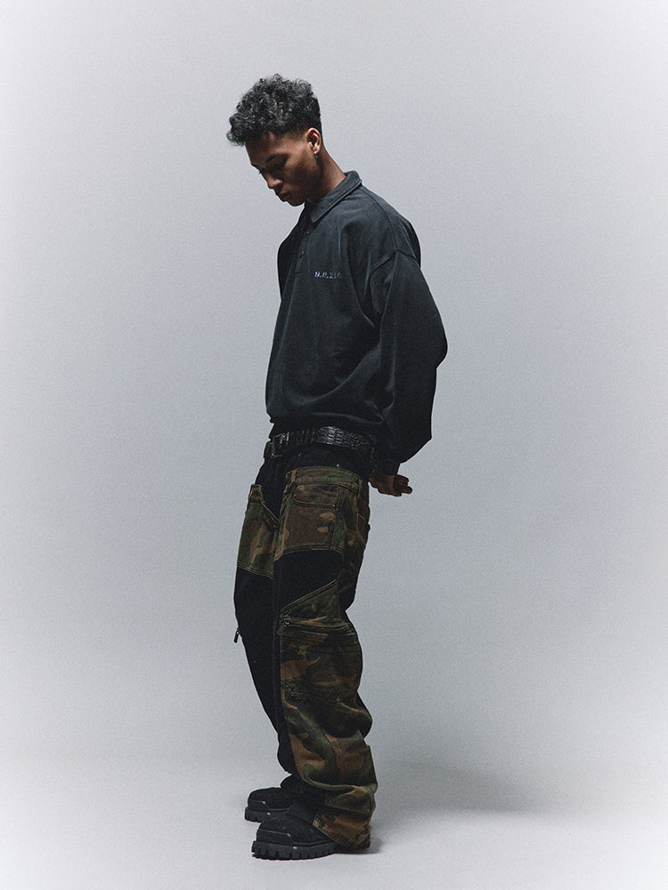 ANTIDOTE Camouflage Canvas Patchwork Baggy Pants | Face 3 Face