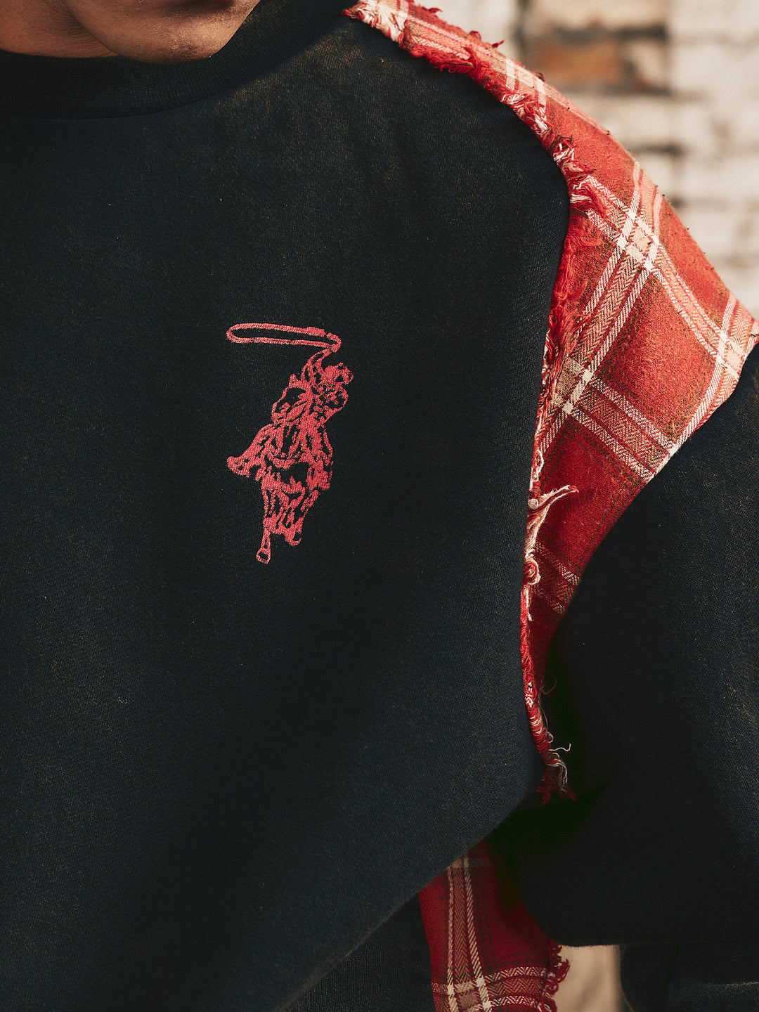 S45 Plaid Destruction Patchwork Sweatshirt | Face 3 Face