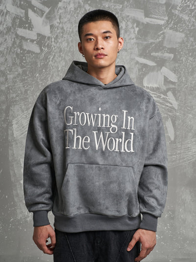 F3F Select Growing In The World Embroidered Suede Hoodie | Face 3 Face