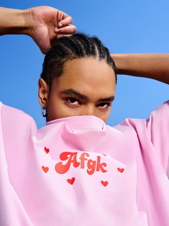 AFGK Love Heart Scattered Confession Slogan Printed Tee