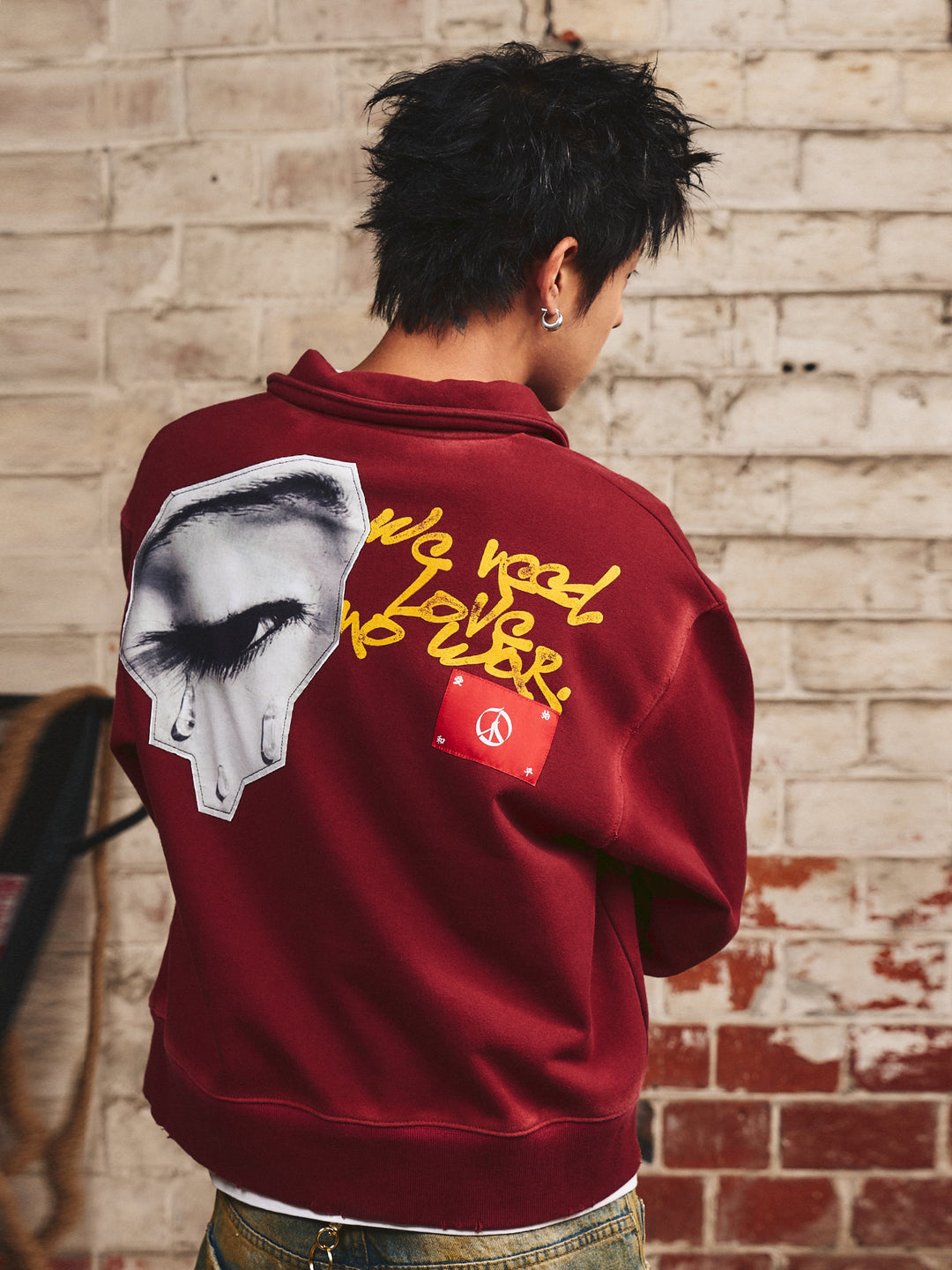 S45 Vintage Lapel Patch Polo Sweatshirt | Face 3 Face