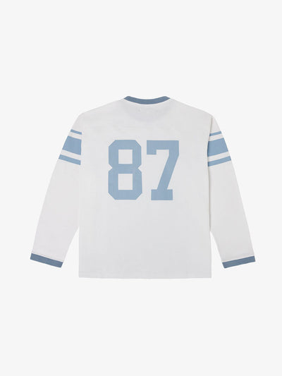 MHARF White Mesh Printed Sleeve Stripe Long Sleeved Football Jersey | Face 3 Face