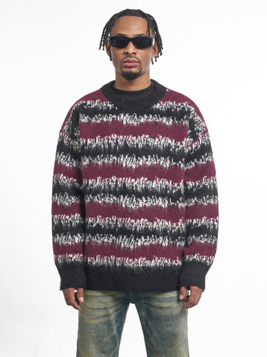 F3F Select Gradient Striped Fuzzy Knit Sweater | Face 3 Face