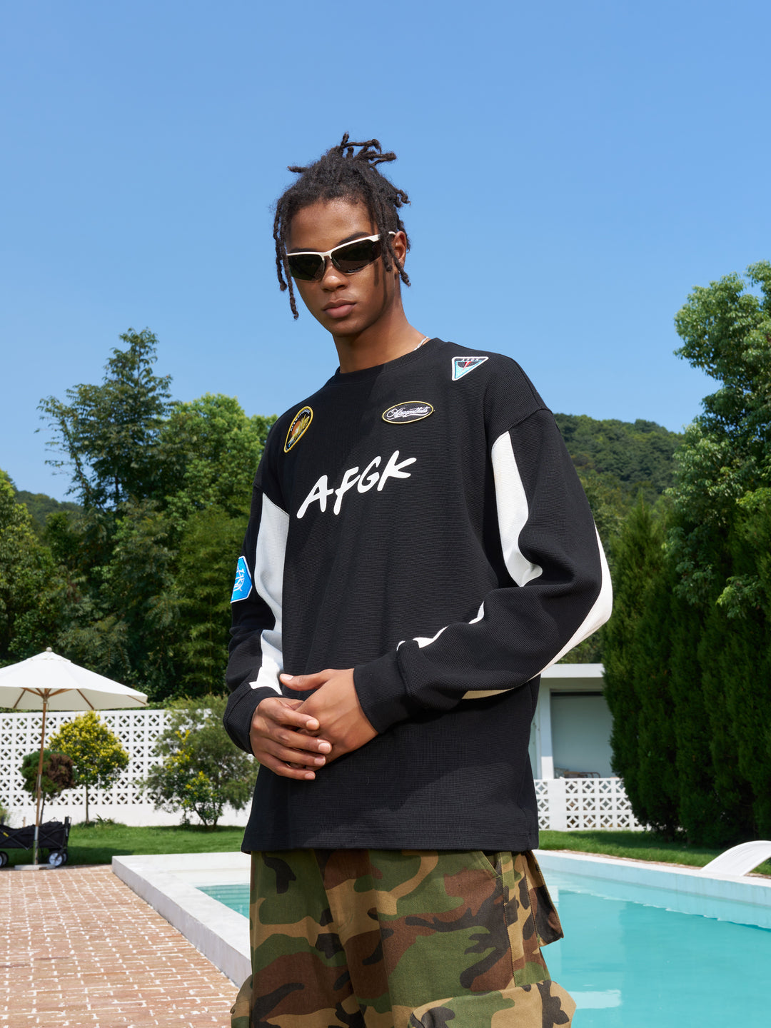 AFGK Badge Waffle Stitching Jersey Long Sleeved Tee | Face 3 Face