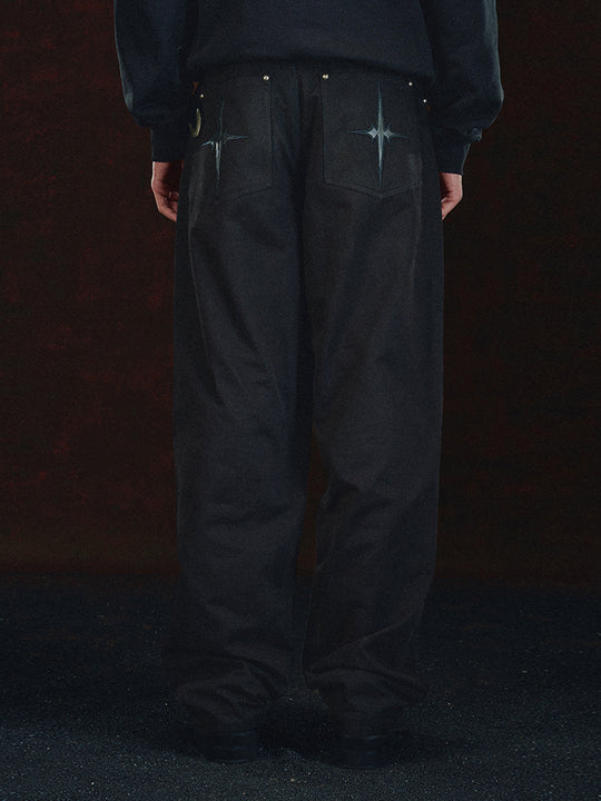 DICETINY Textured Leather Patch Studded Jeans | Face 3 Face