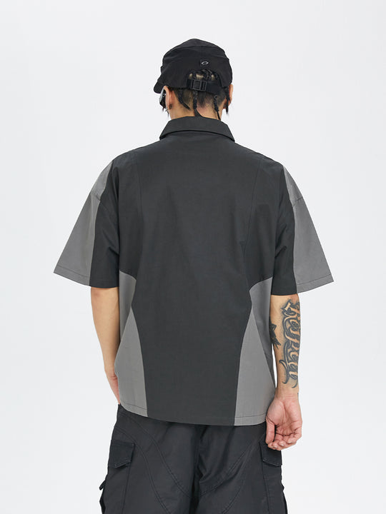 F2CE Patchwork Deconstructed Zipper Functional Shirt