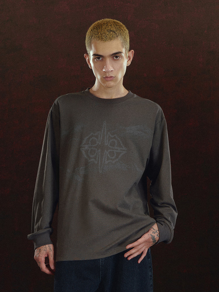 DICETINY Mottled Logo Printed Long Sleeve Tee | Face 3 Face