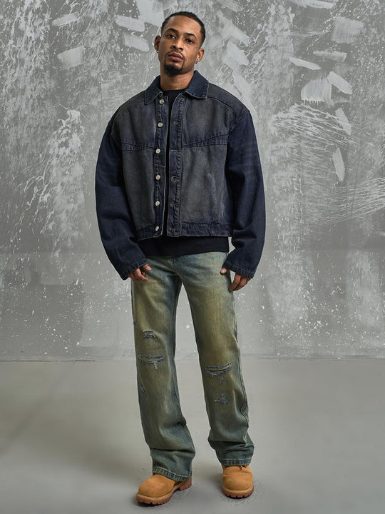 F3F Select Dirty Dye Washed Denim Jacket | Face 3 Face