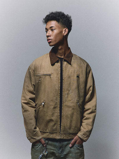 ANTIDOTE Washed Patchwork Embroidered Detroit Work Jacket | Face 3 Face