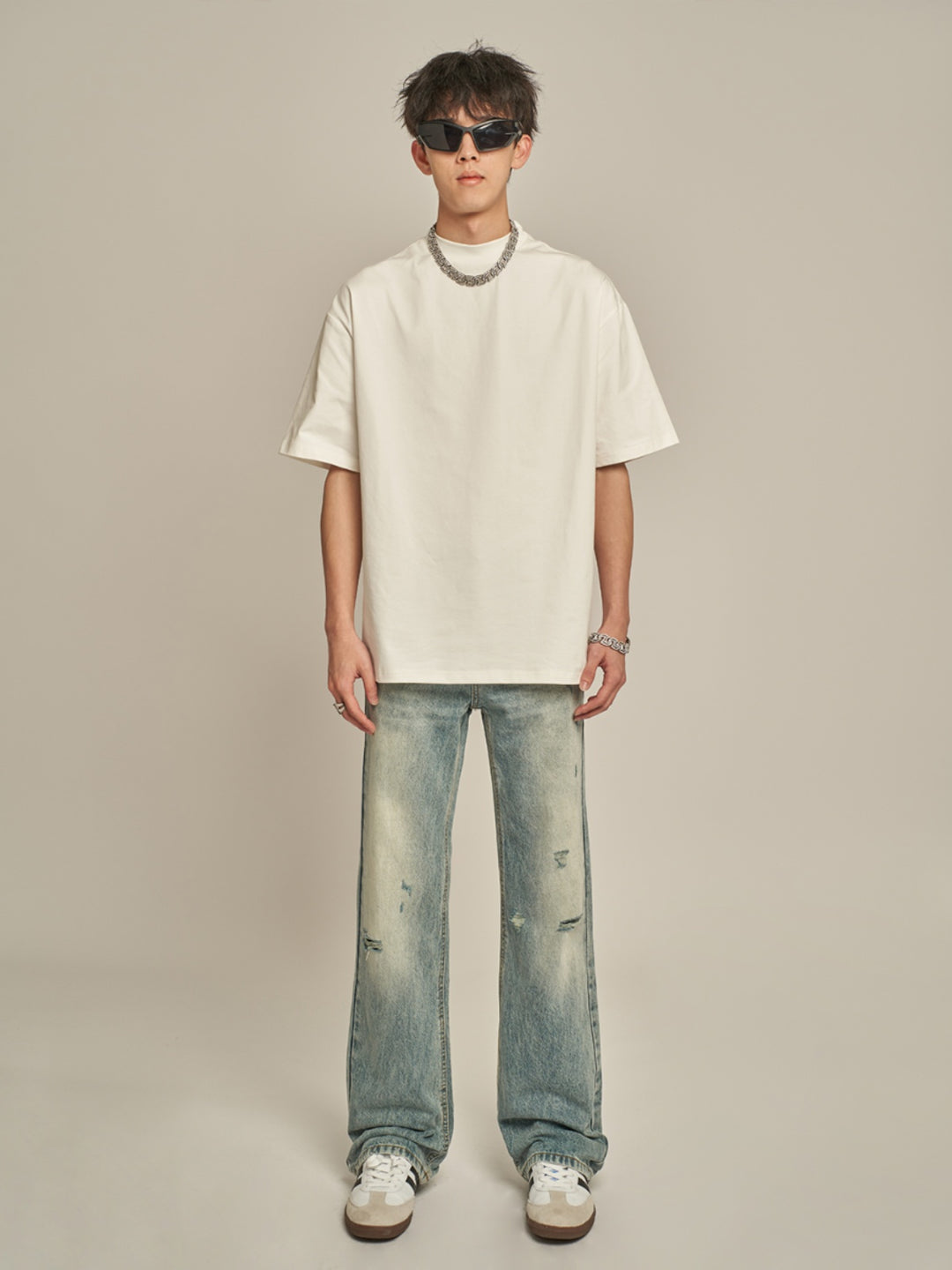 F3F Select Stonewashed Light Blue Holes Jeans