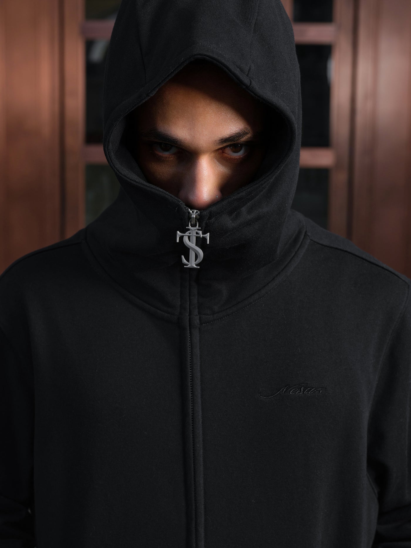 Small Town Kid Studded Cross Patch Zip Up Hoodie | Face 3 Face