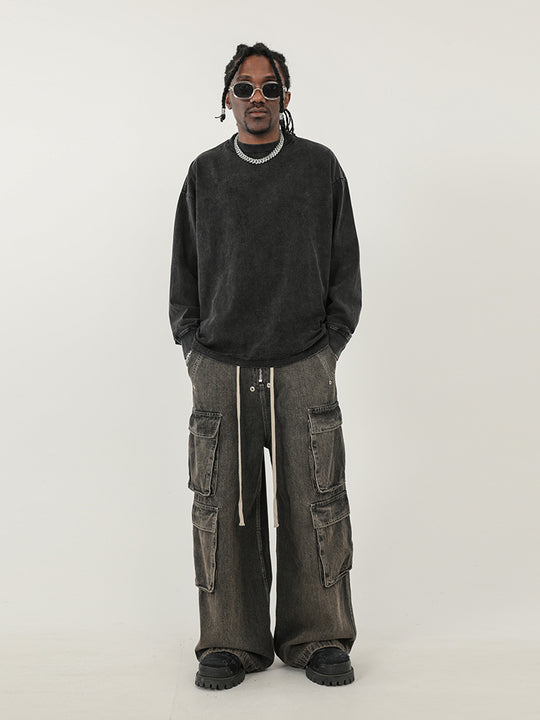 F3F Select Gradient Washed Multi Pocket Work Cargo Jeans