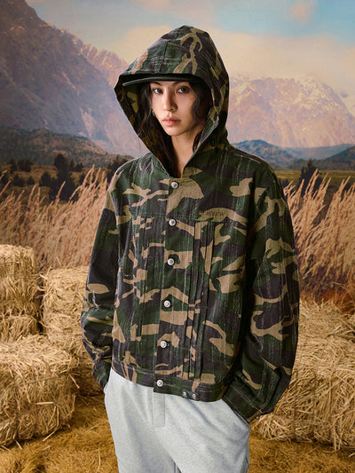 YADcrew Camouflage Scratch Hooded Jacket | Face 3 Face