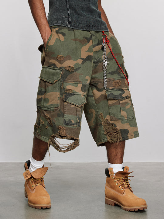 ANTIDOTE Destruction Camouflage Washed Short Cargo Work Pants