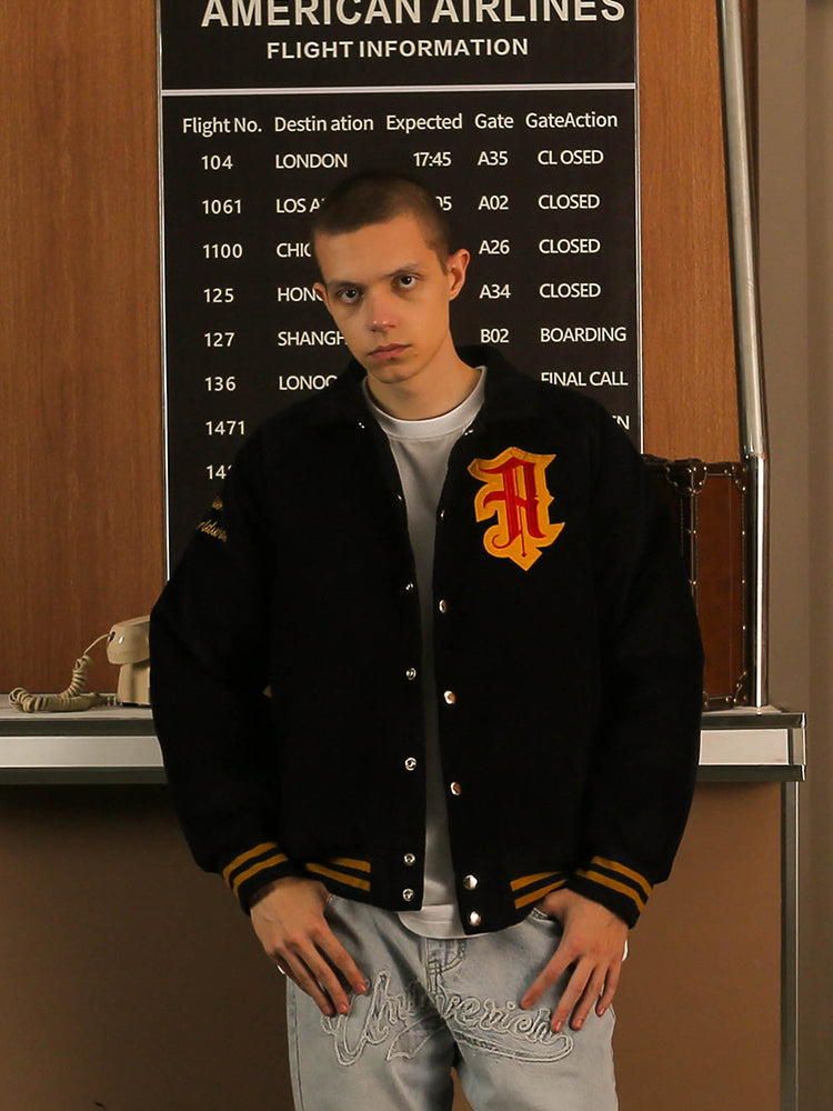 UNTILWERICH Vintage Corduroy UWR Embroidered Baseball Jacket | Face 3 Face